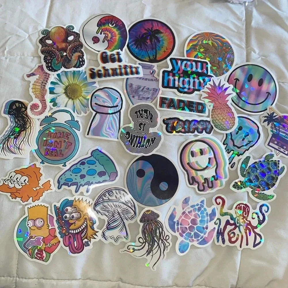 💚  2/$15 pack of 30 Mystery Trippy Psychedelic Stickers 2-4 Inches